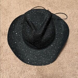 Anthropologie Black Sequin-Embellished Cowboy Hat